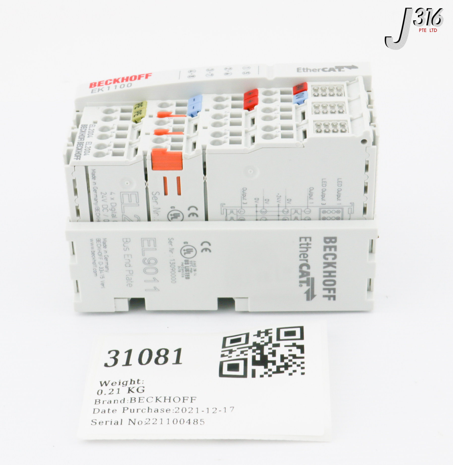 31081 BECKHOFF ETHERCAT TERMINALS MOTION CONTROLS, EL2004, EL9011...